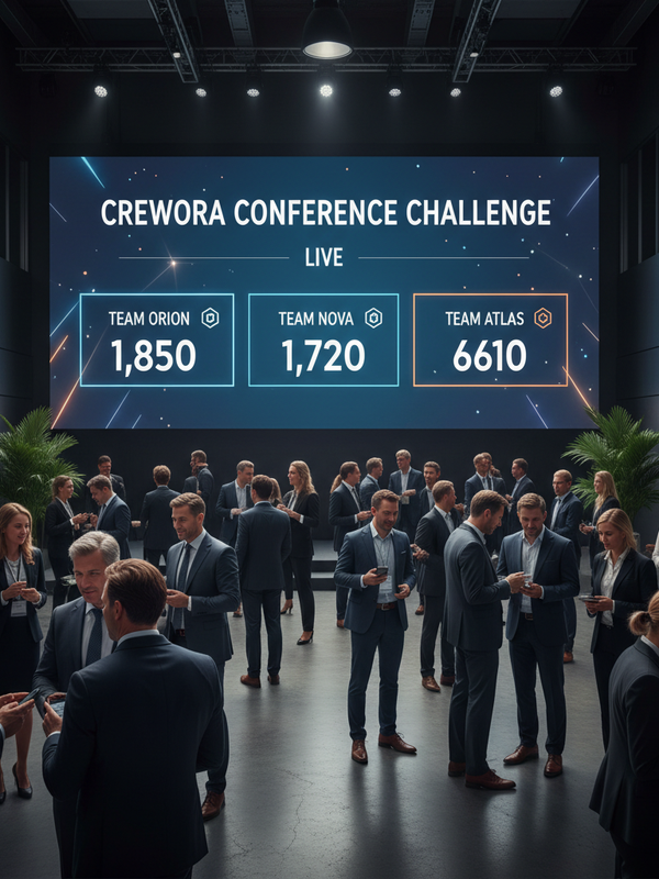 Crewora conference challenge: live leaderboard and delegate engagement